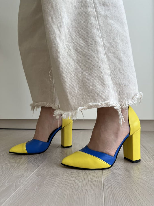 heel 9 cm ukraine flag  yellow blue